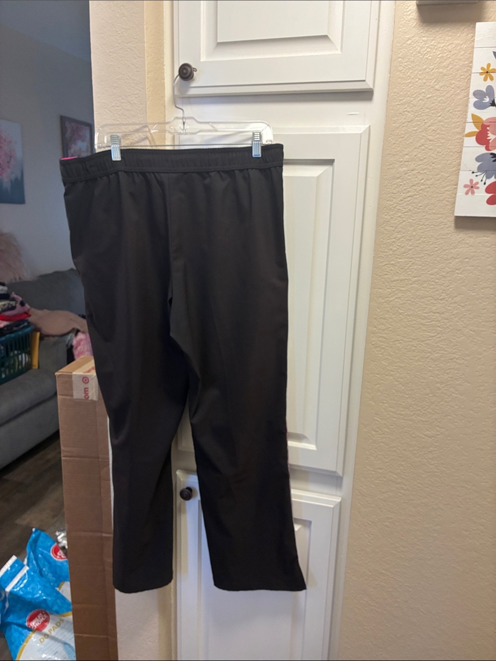Made for Life Black Track Pants with Pink & White Side Stripe - Picture 6 of 8